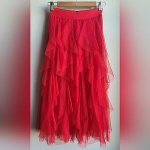 NWT Sincerely Jules - Woman's Red Tulle Ruffle Skirt, Sz S